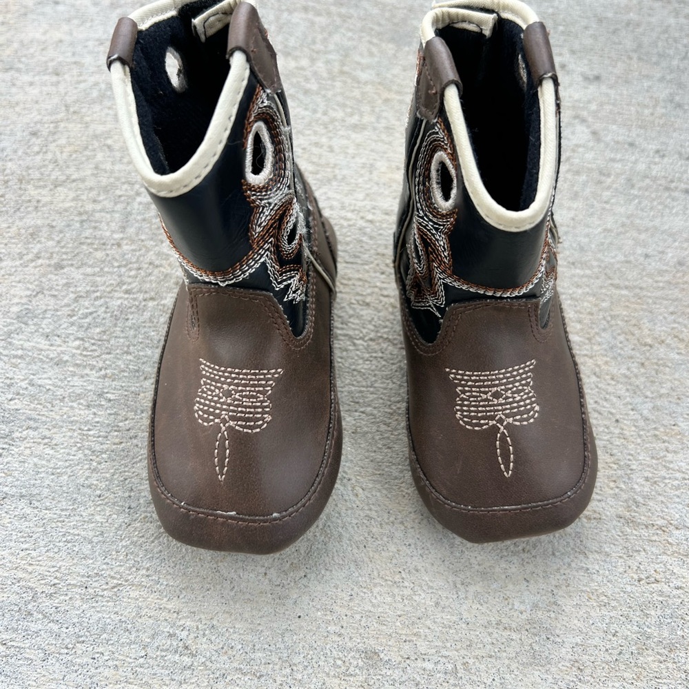 Double Barrel Infant Brown and Black Western Cowboy Trace Baby Buckers Boots - Picture 4 of 14